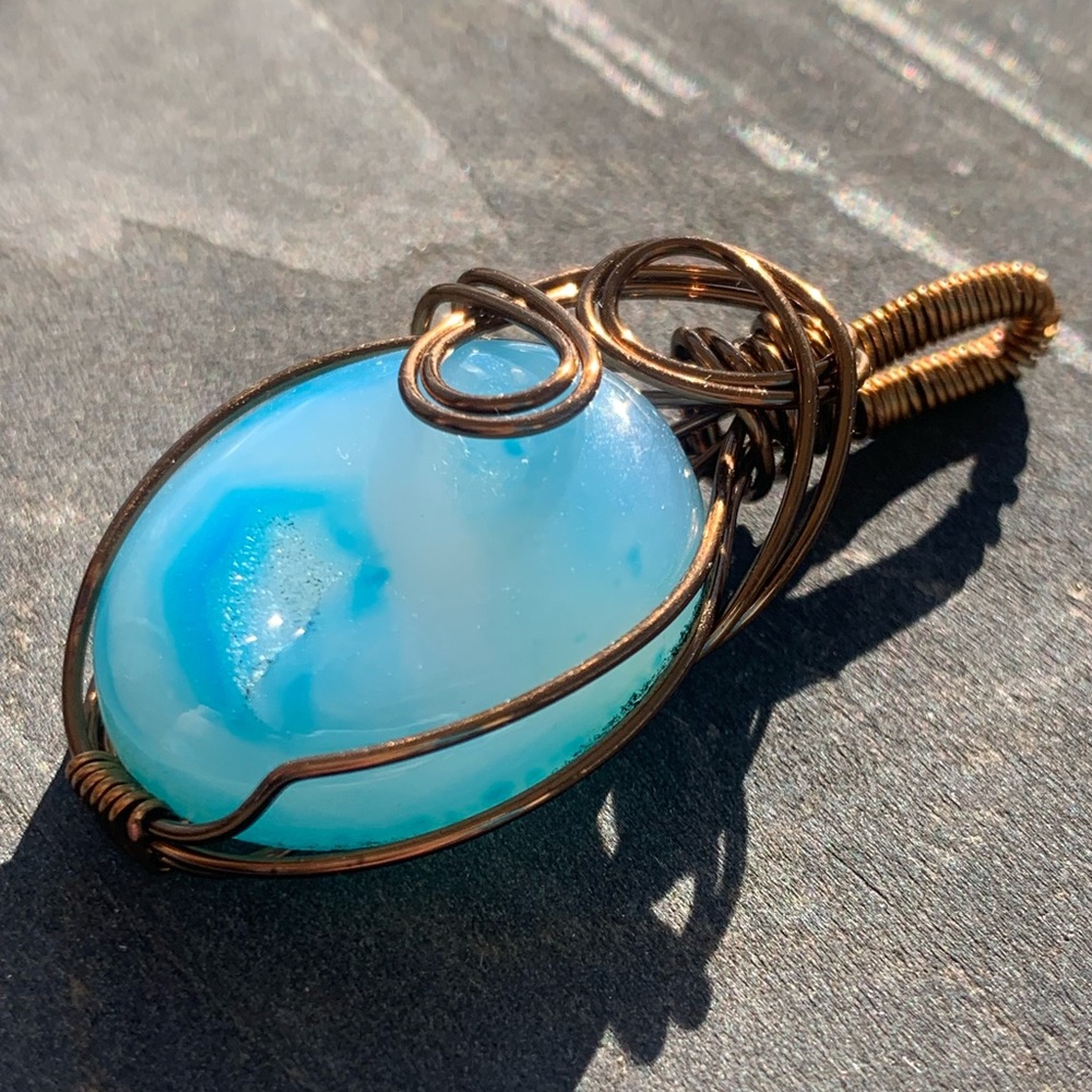 Blue Onyx Druzy Pendant
